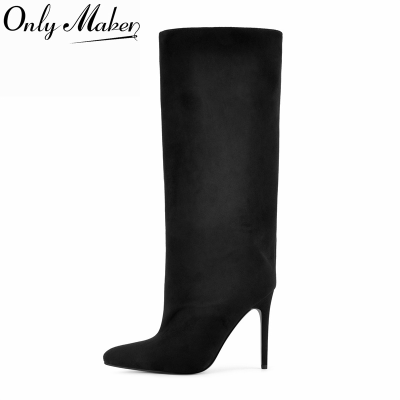 Women'S Shoes X Wide - Botas Altas de Ante Sintético Negro