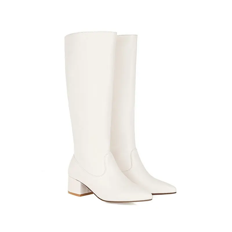 Wide Fit Heels - Suave cuero PU rojo blanco puntiagudos