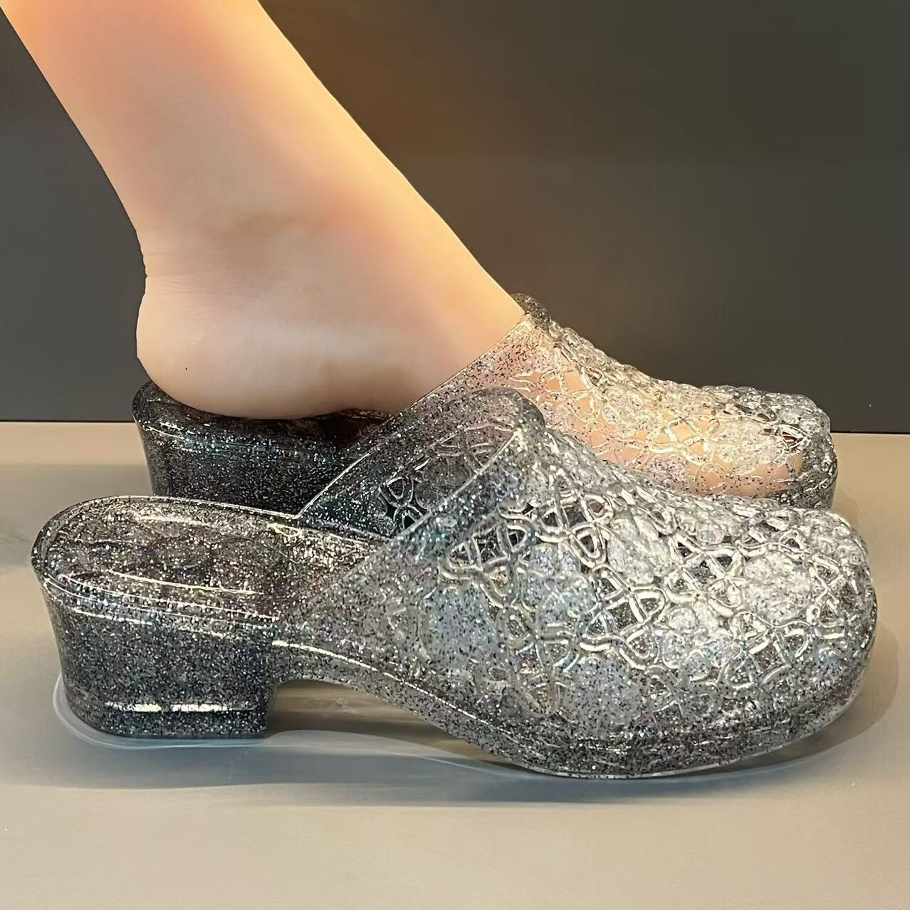 Jelly Sandal Women - Nuevas Sandalias Transparentes con Recortes Brillantes