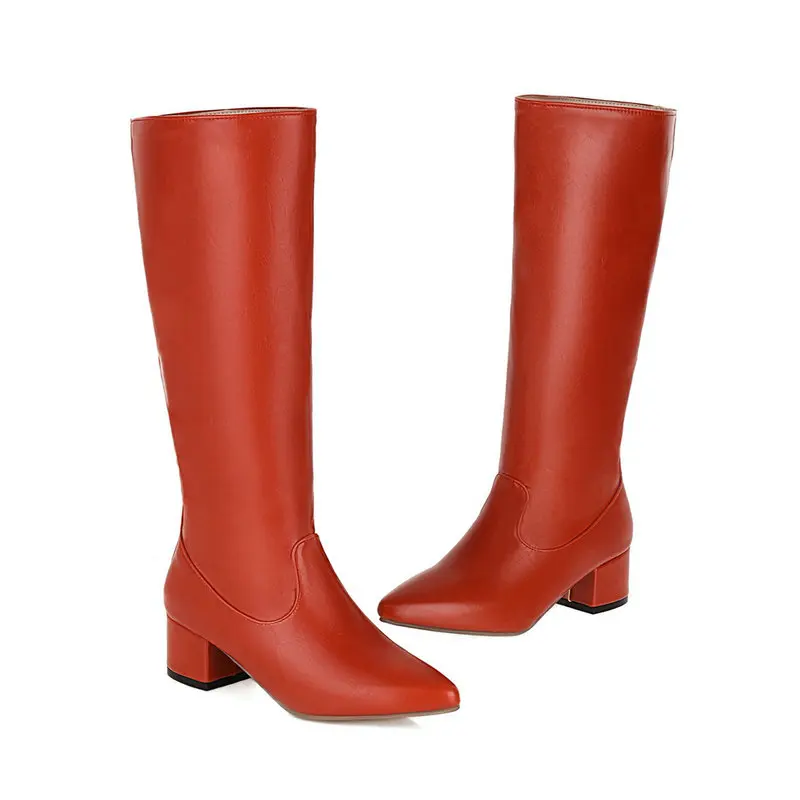 Suave cuero PU rojo blanco pun - Wide Fit Heels reseña y precio