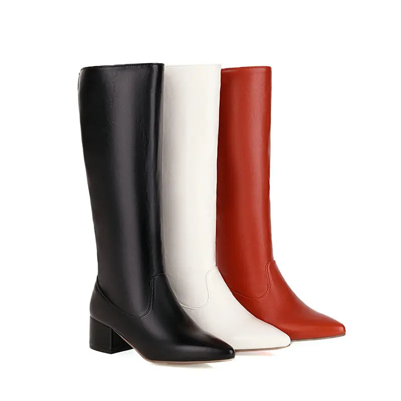 Suave cuero PU rojo blanco pun - Wide Fit Heels reseña y precio