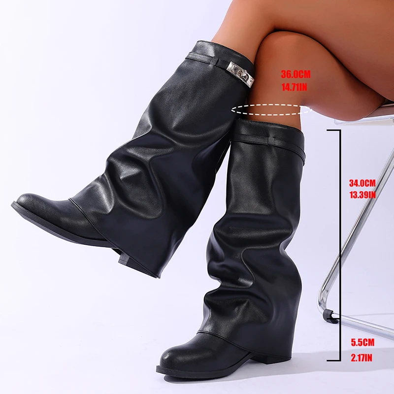 Botas hasta la rodilla de cuer - Wide Fit Heels reseña y precio