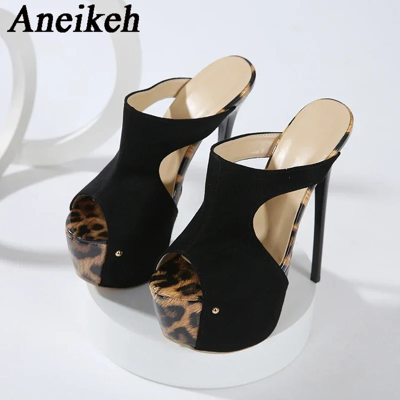 Aneikeh, zapatillas de verano  - Leopard Print Heels reseña y precio